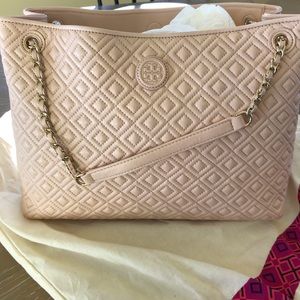 ‘Marion’ Diamond Lambskin Leather Tote Tory Burch